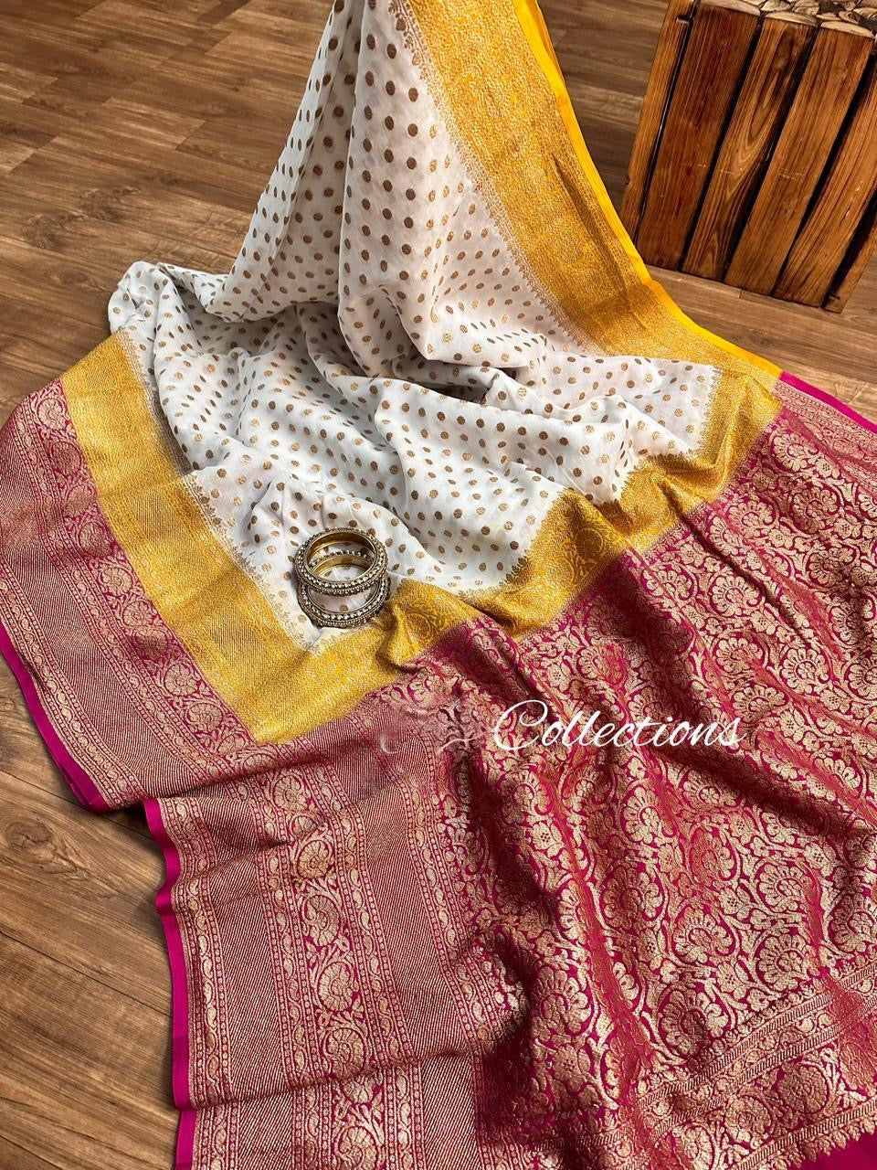 White khaddi georgette saree Indian sarees blouse