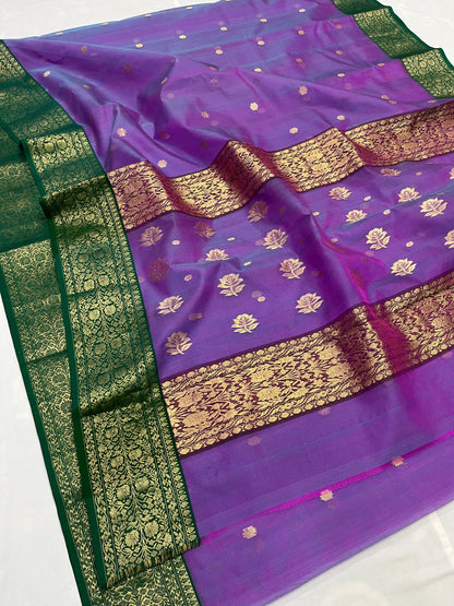 Purple Chanderi saree Indian sari blouse women sarees