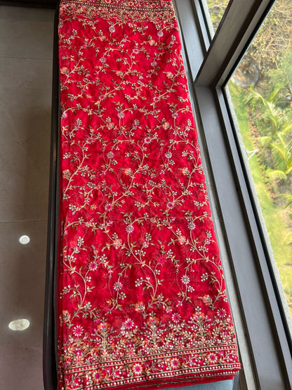 Red Kashmiri inspired saree lovely saree Indian sarees women sari blouse