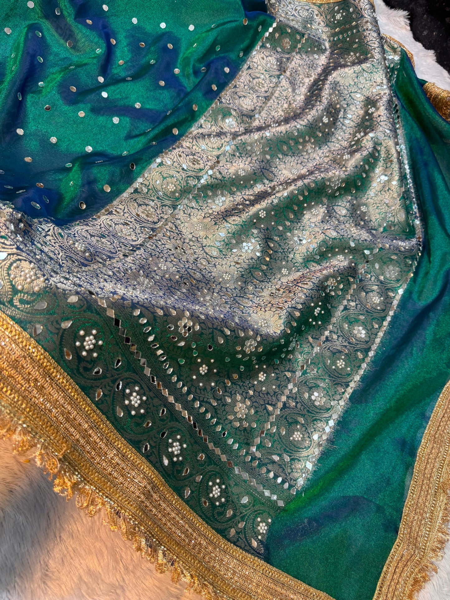 Maharani glass tissue saree banarsi soft silk saree Indian sari blouse