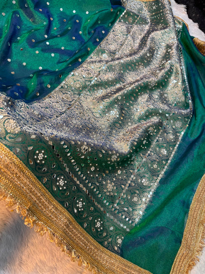 Maharani glass tissue saree banarsi soft silk saree Indian sari blouse