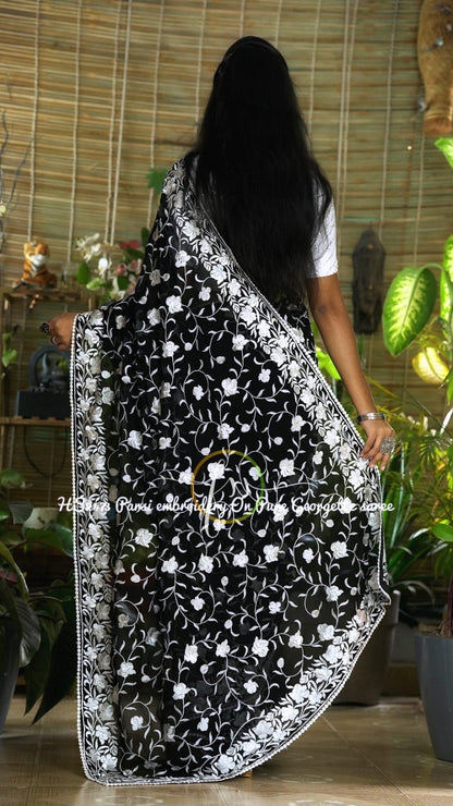 Black Persian inspired embroidery sarees
