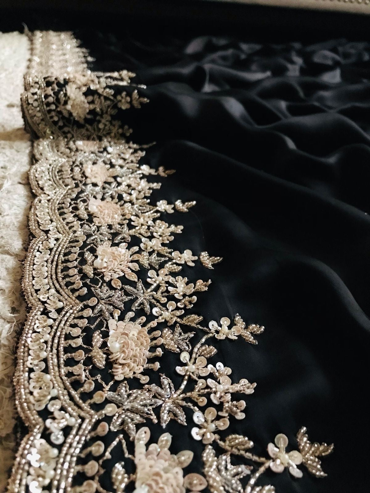 Black satin organza saree luxury saree women sari blouse