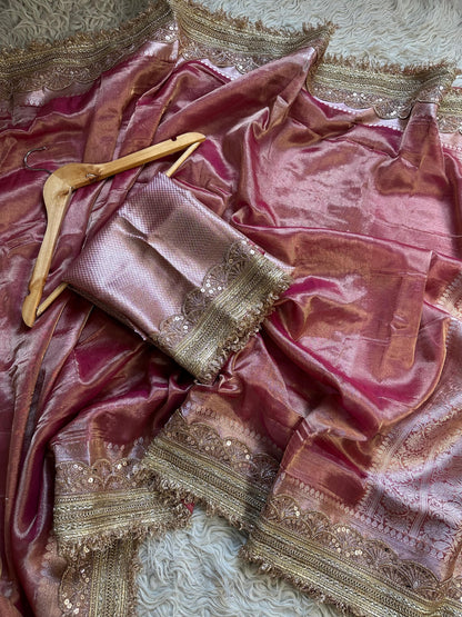 Maharani inspired tissue saree Zari saree premium sari blouse