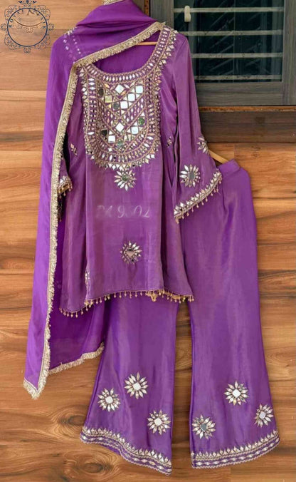 Handmade designer silk stitched dress Indian salwar suit