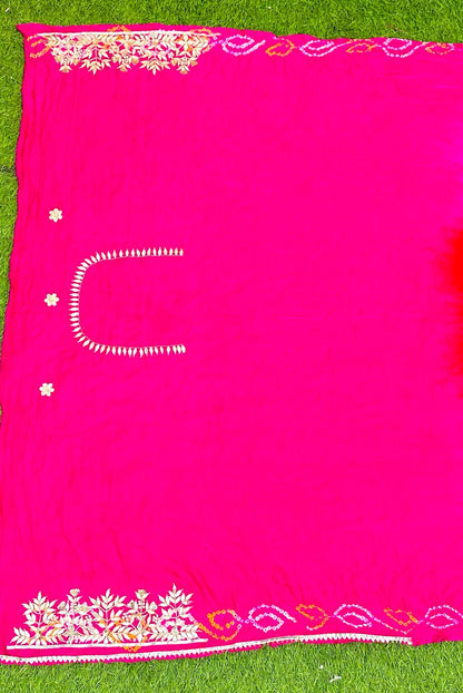 Handmade gajji silk saree gottapatti sari gharchola pallu sari