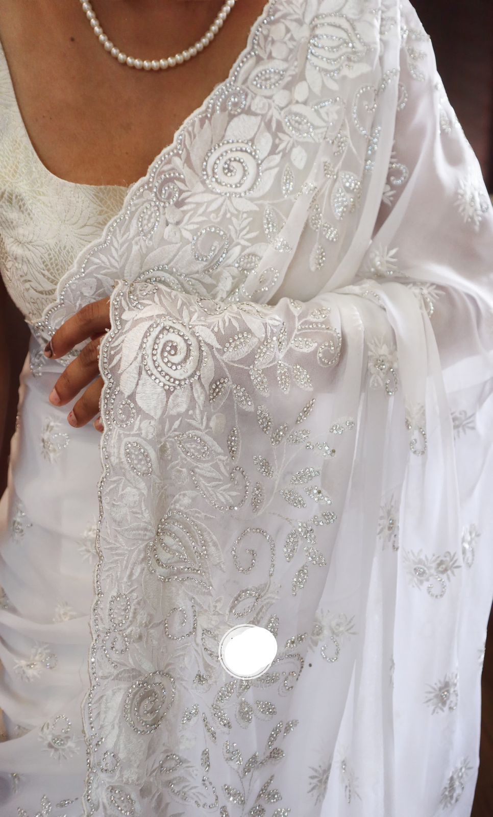 White parsi inspired sarees chinkari saree