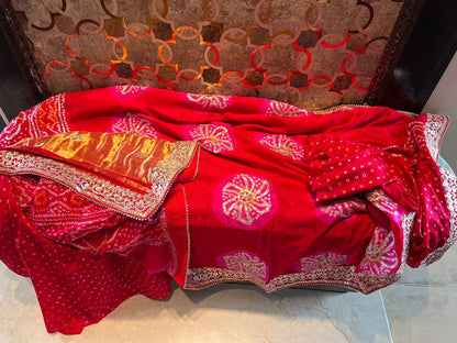 Red bridal saree Gajji silk saree Indian saree
