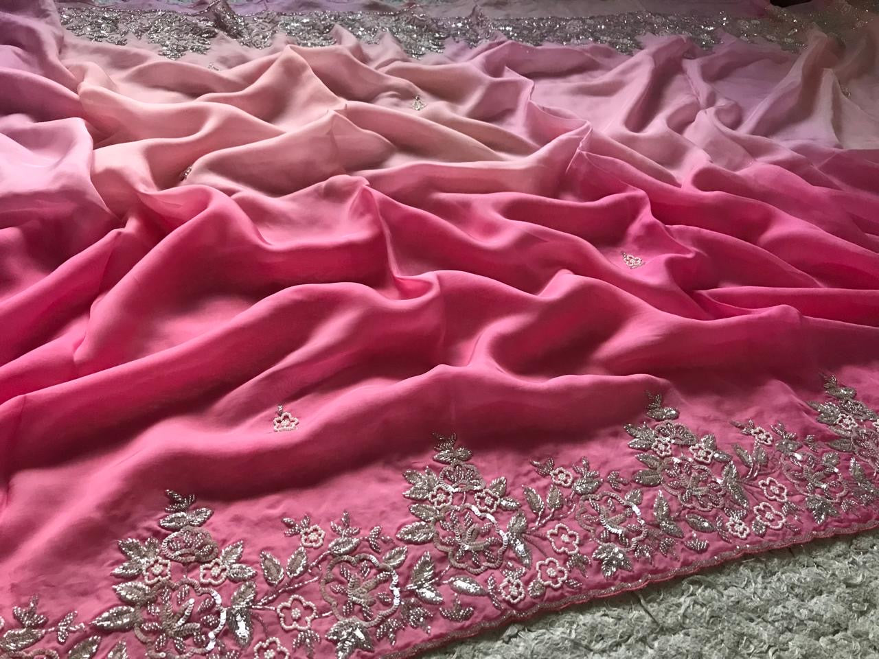 Pink shaded saree luxury shades saree