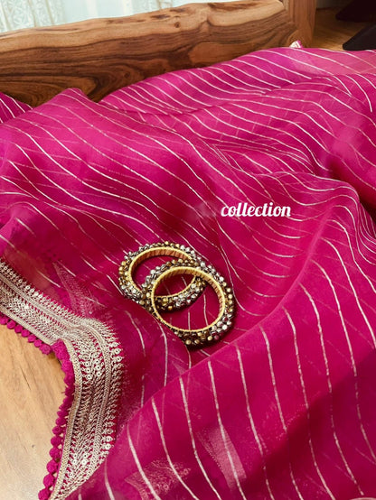 Princess pink organza silk saree partywear saree