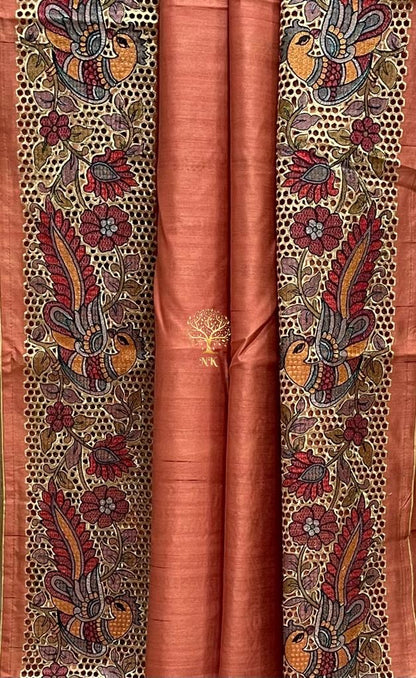Kalamkari inspired tussar Indian saree