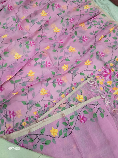 Pink jamdani saree handwork sari women clothing