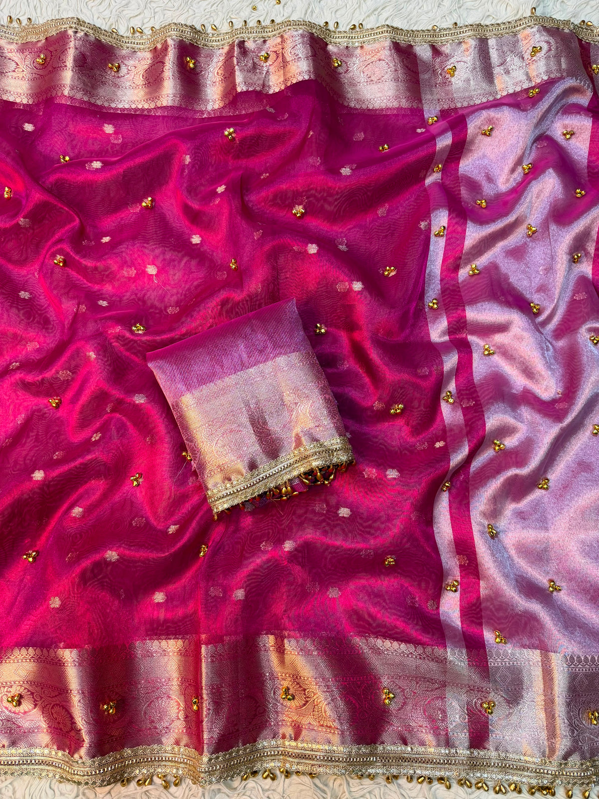 Bollywood saree celebrity inspired saree ghungroo pink sari blouse