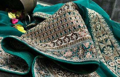 Crepe silk saree paisley inspired sari blouse reception sarees