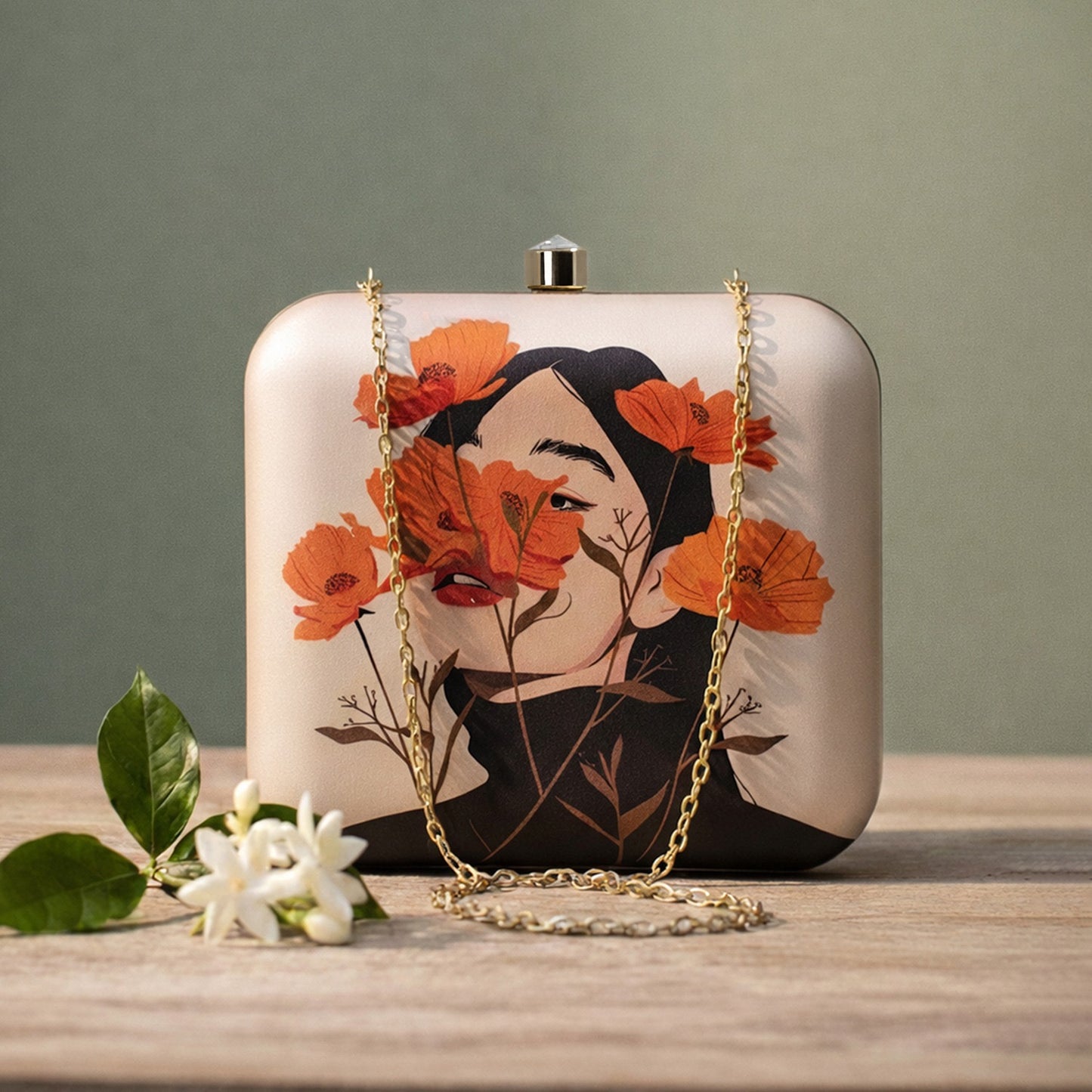 Graphic clutch box Partywear clutches printed purse