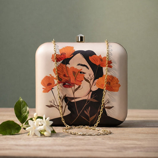 Graphic clutch box Partywear clutches printed purse