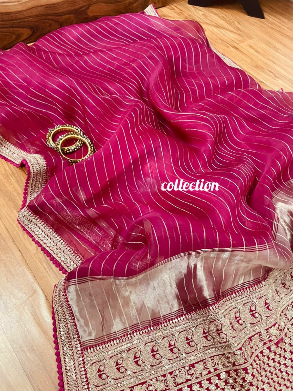 Princess pink organza silk saree partywear saree
