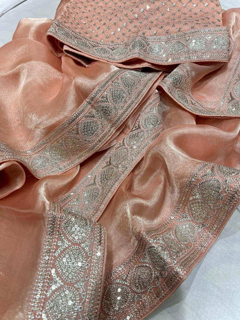 Inisha tissue Partywear saree women sari