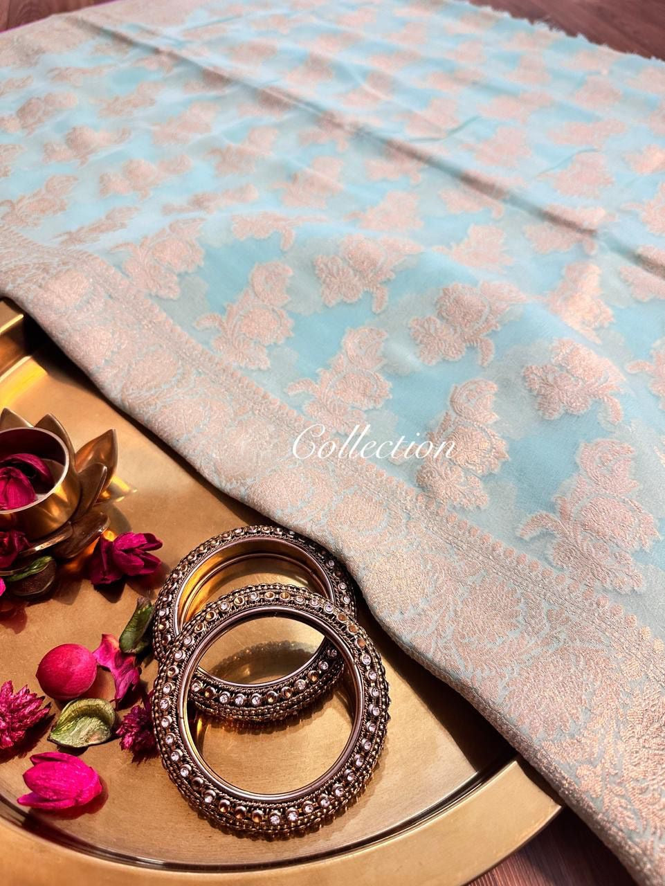 Firoza gorgette saree Handwoven sari blouse