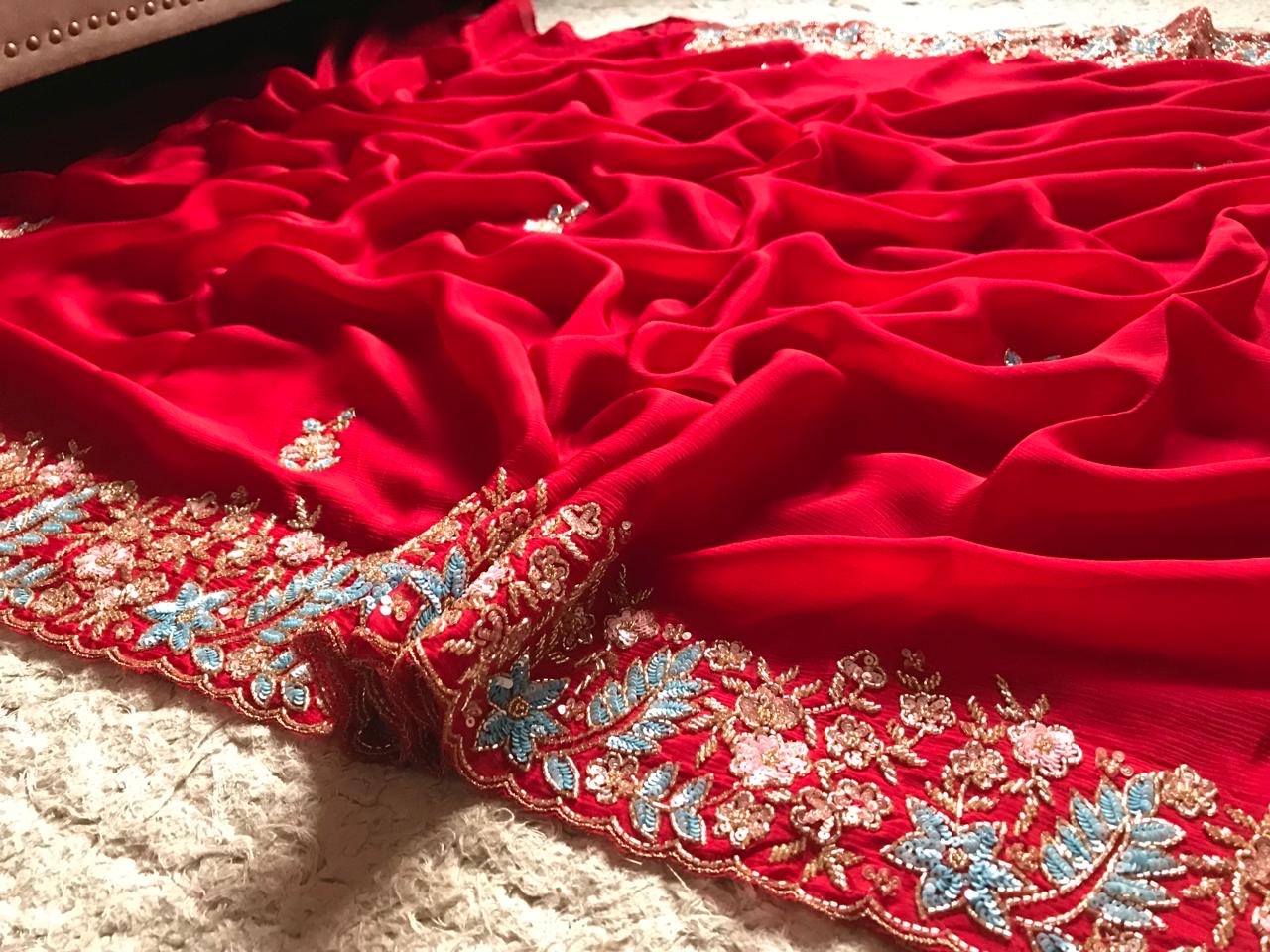 Rich Red Wedding Saree luxury saree women sarees
