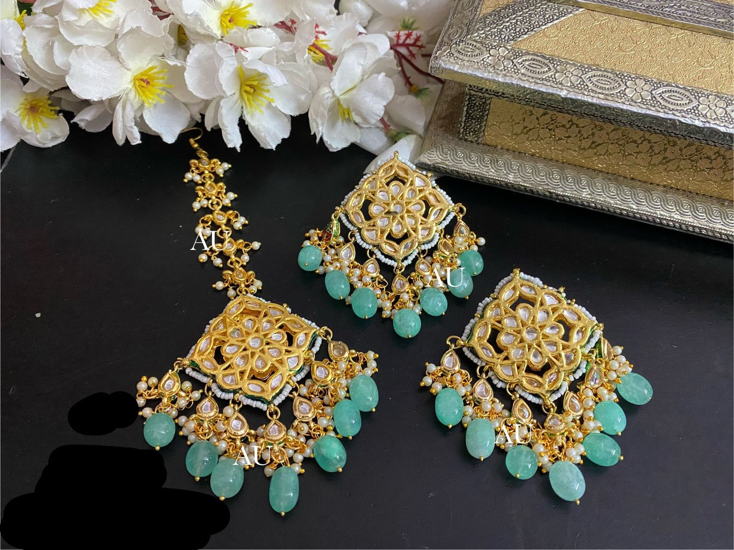 Mulani Kundan tikka set Indian jewellery women tikka set