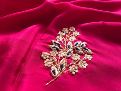 Pink Fuchsia Premium Crepe Saree