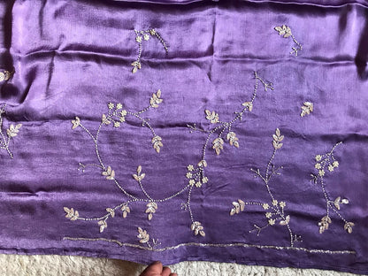 Lavender Prenium Luxury saree satin silk saree