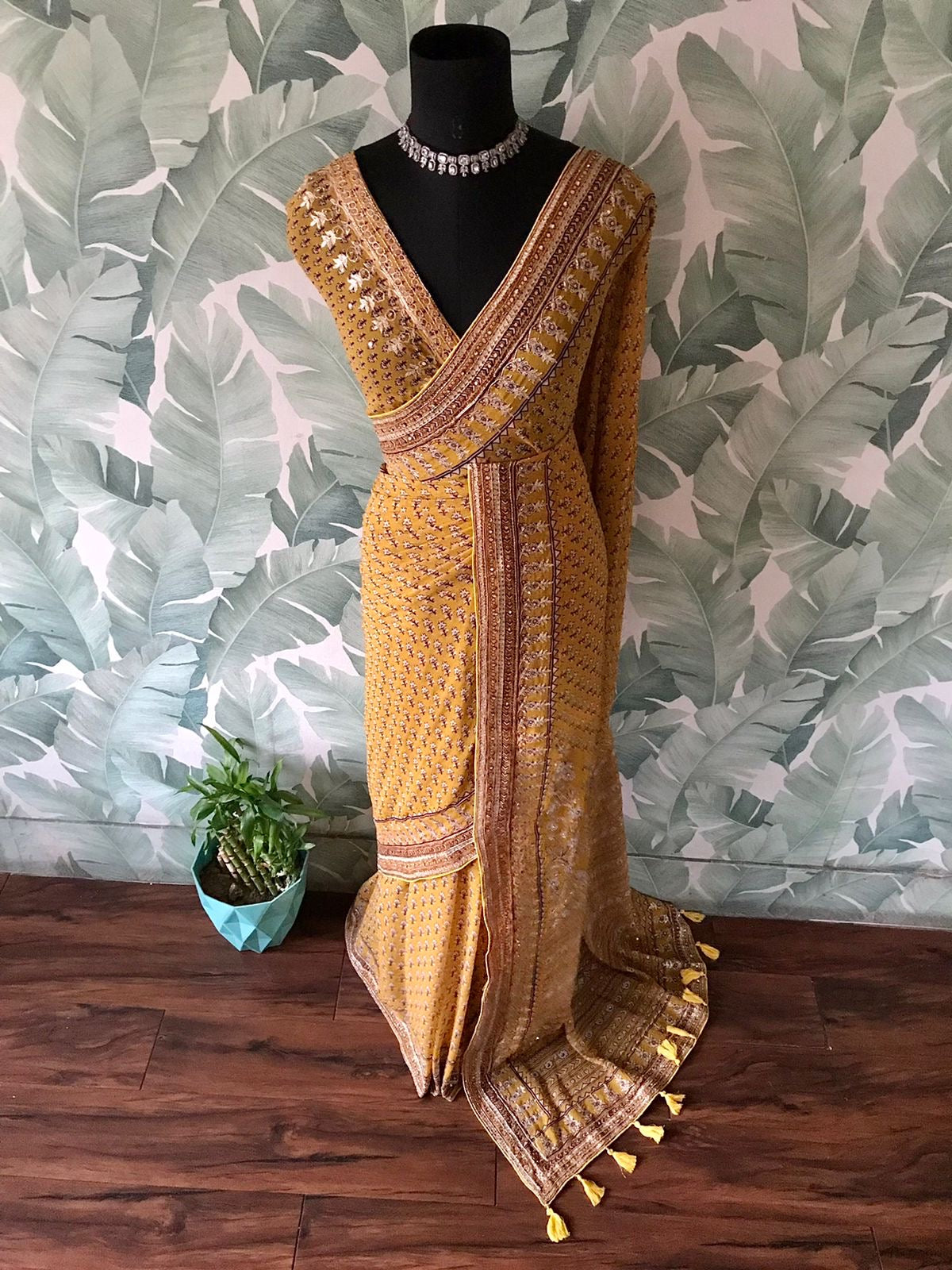 Premium handmade saree gorgette silk saree women sari blouse