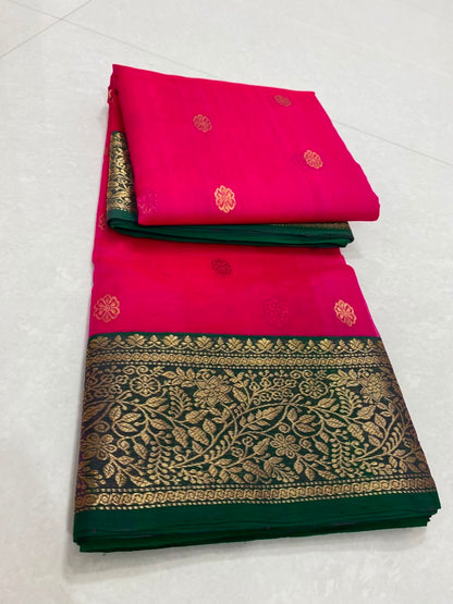 Pink Chanderi saree katan silk saree Indian sari blouse