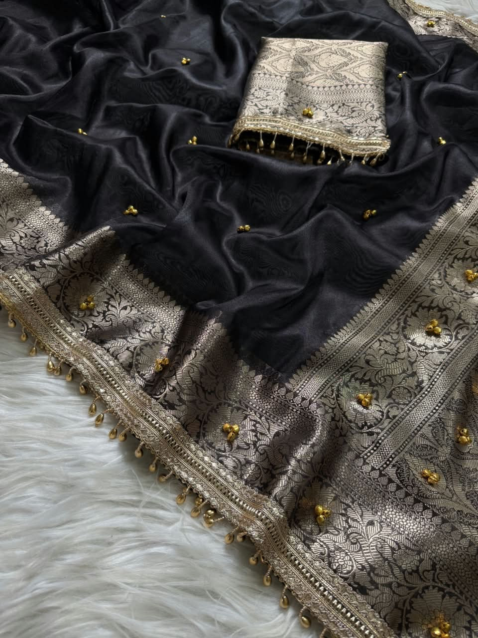 Black beauty saree ghungroo saree Partywear sari blouse