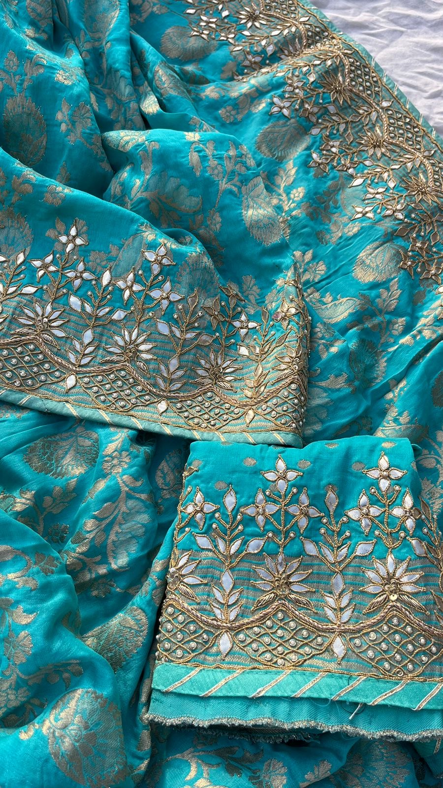 Sultana khaddi Gorgette saree gottapatti sari