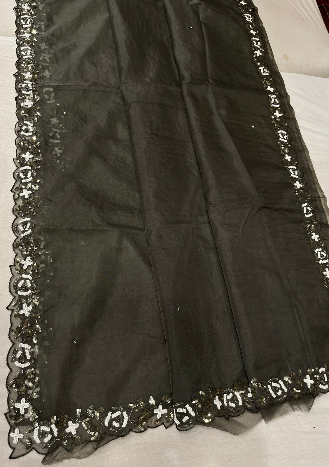 Rabina pearl sequins organza saree beautiful sari