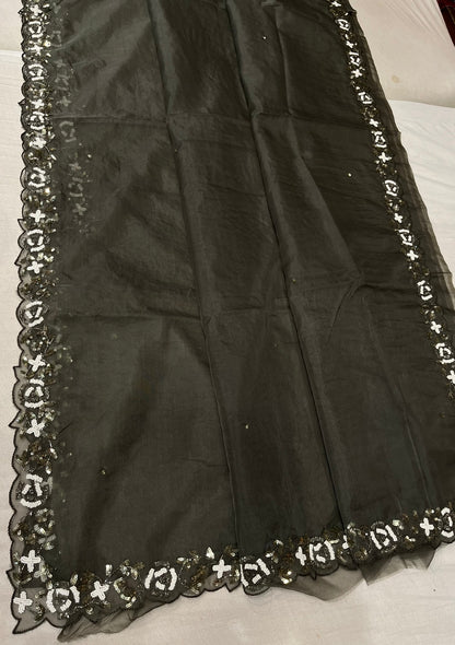 Rabina pearl sequins organza saree beautiful sari