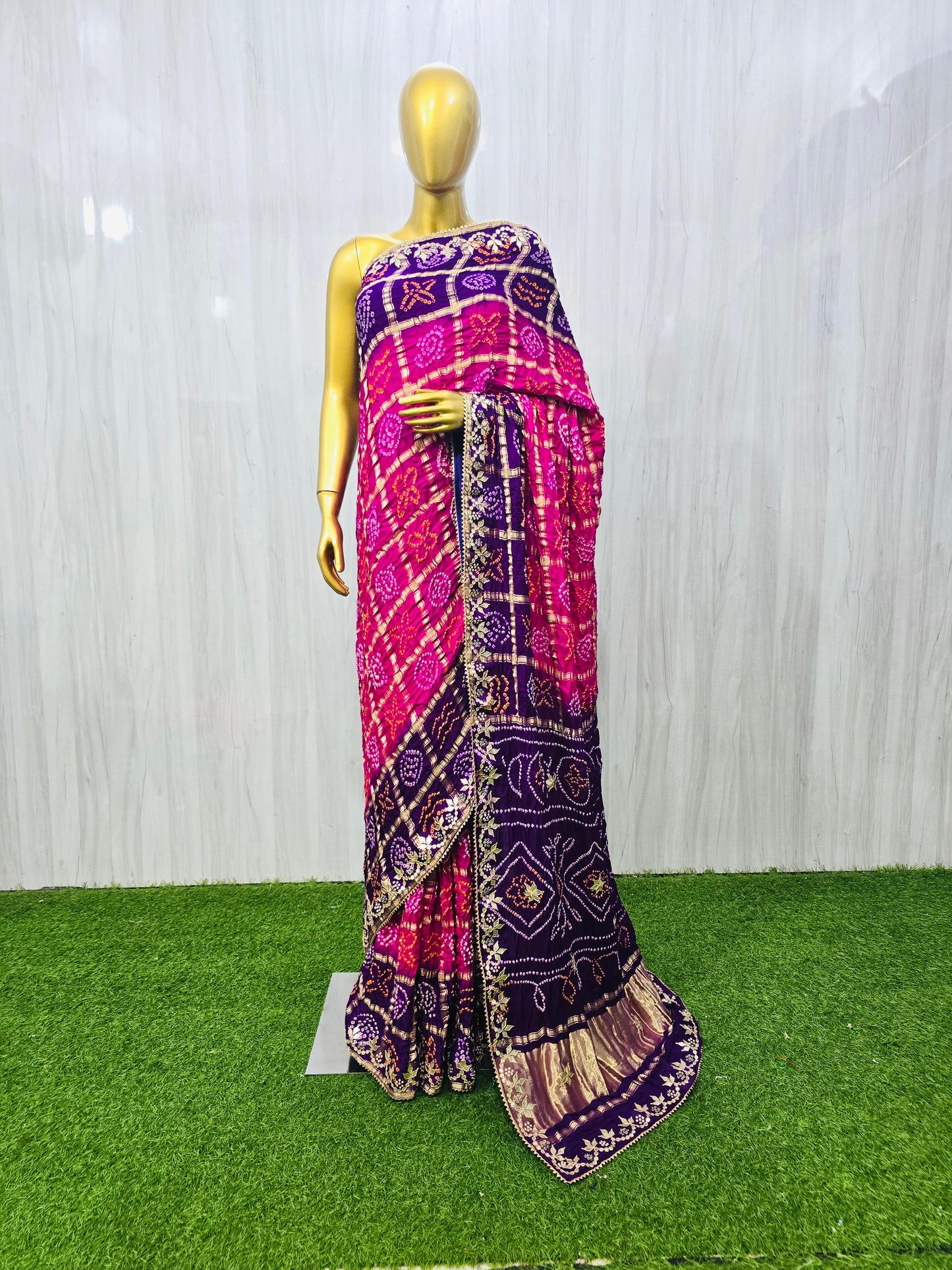 Purple pink Gajji silk saree gharchola saree exclusive sari blouse