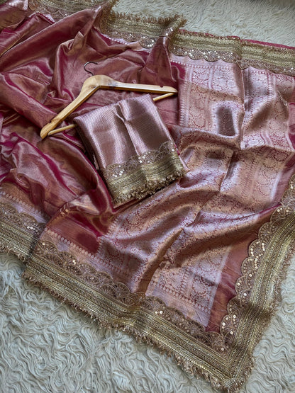 Maharani inspired tissue saree Zari saree premium sari blouse