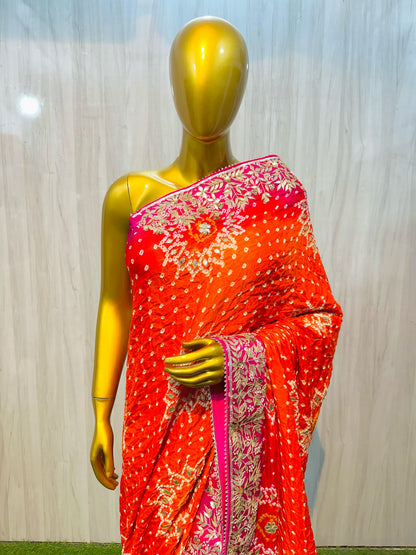 Handmade gajji silk saree gottapatti sari gharchola pallu sari