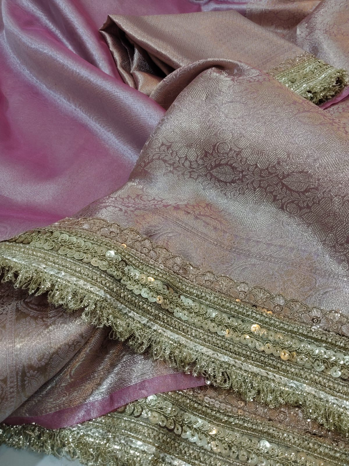 Pink saree Banarsi tissue silk saree Partywear sarees