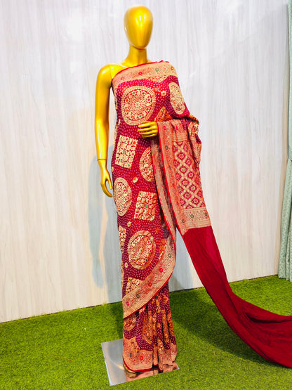 Meenakari saree gorgette saree Indian heritage sari blouse