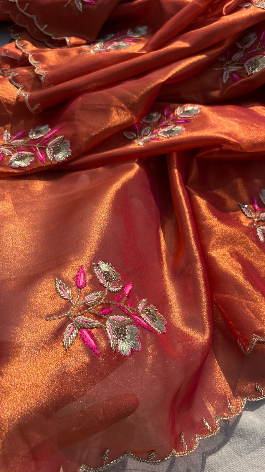 Handloom zari tissue saree stylish partywear sari