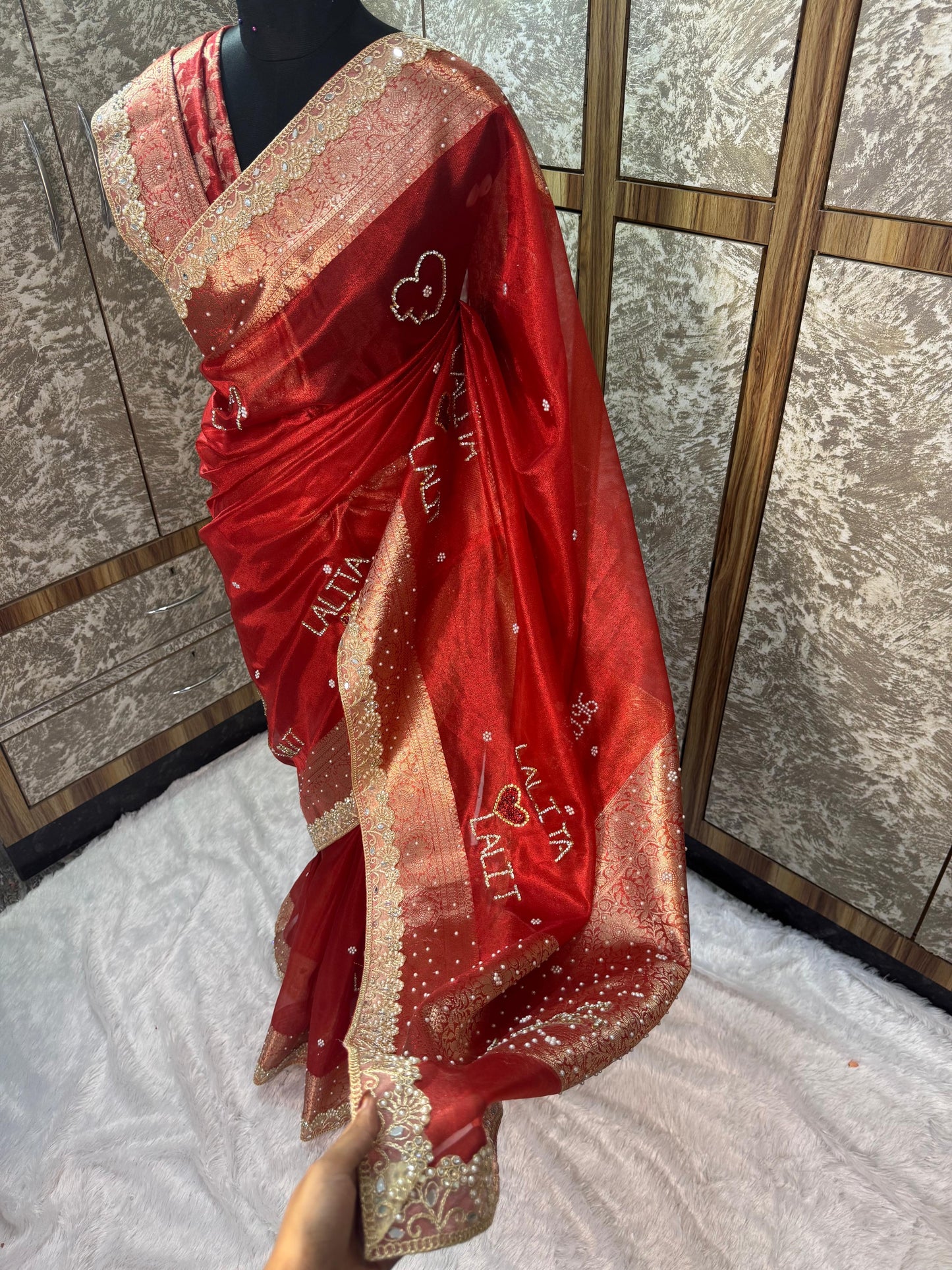 Suhaagan saree banarsi sari soft tissue saree blouse