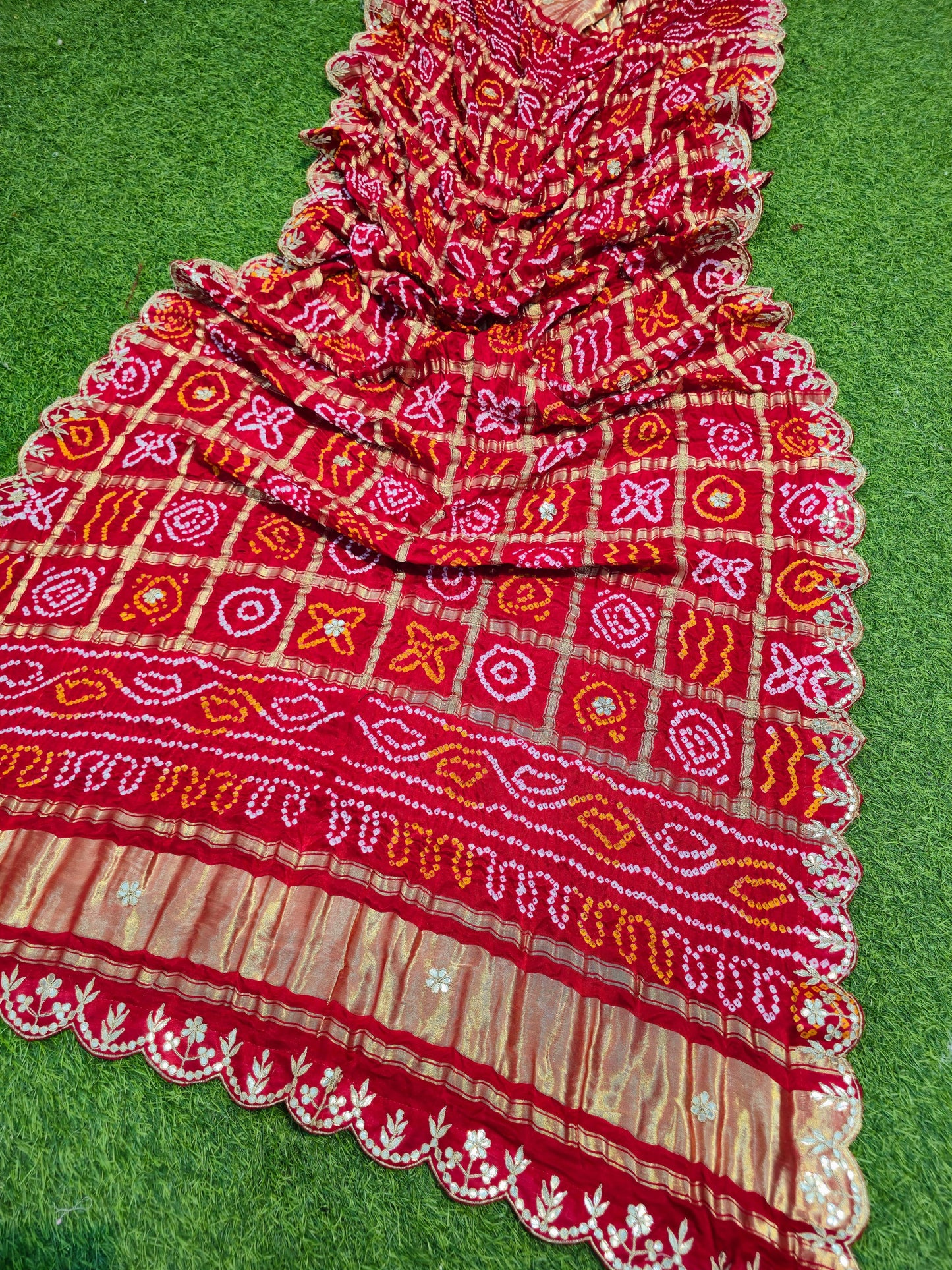 Red gharchola dupatta gottapatti work red dupatta