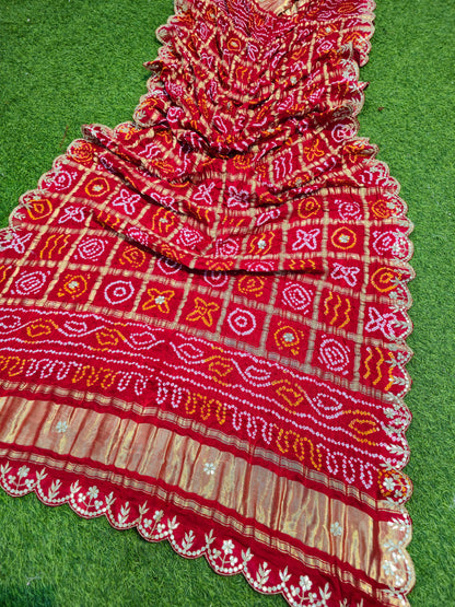 Red gharchola dupatta gottapatti work red dupatta