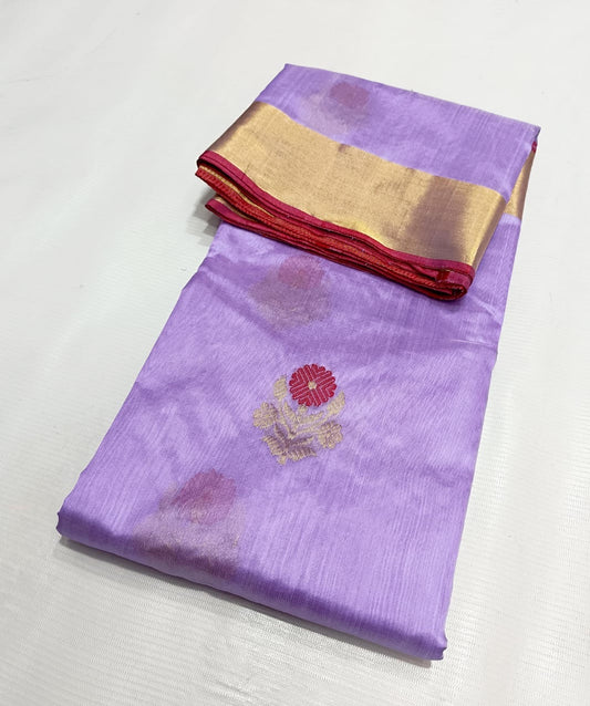 Handmade Chanderi saree Pattu silk Meenakari sarees blouse