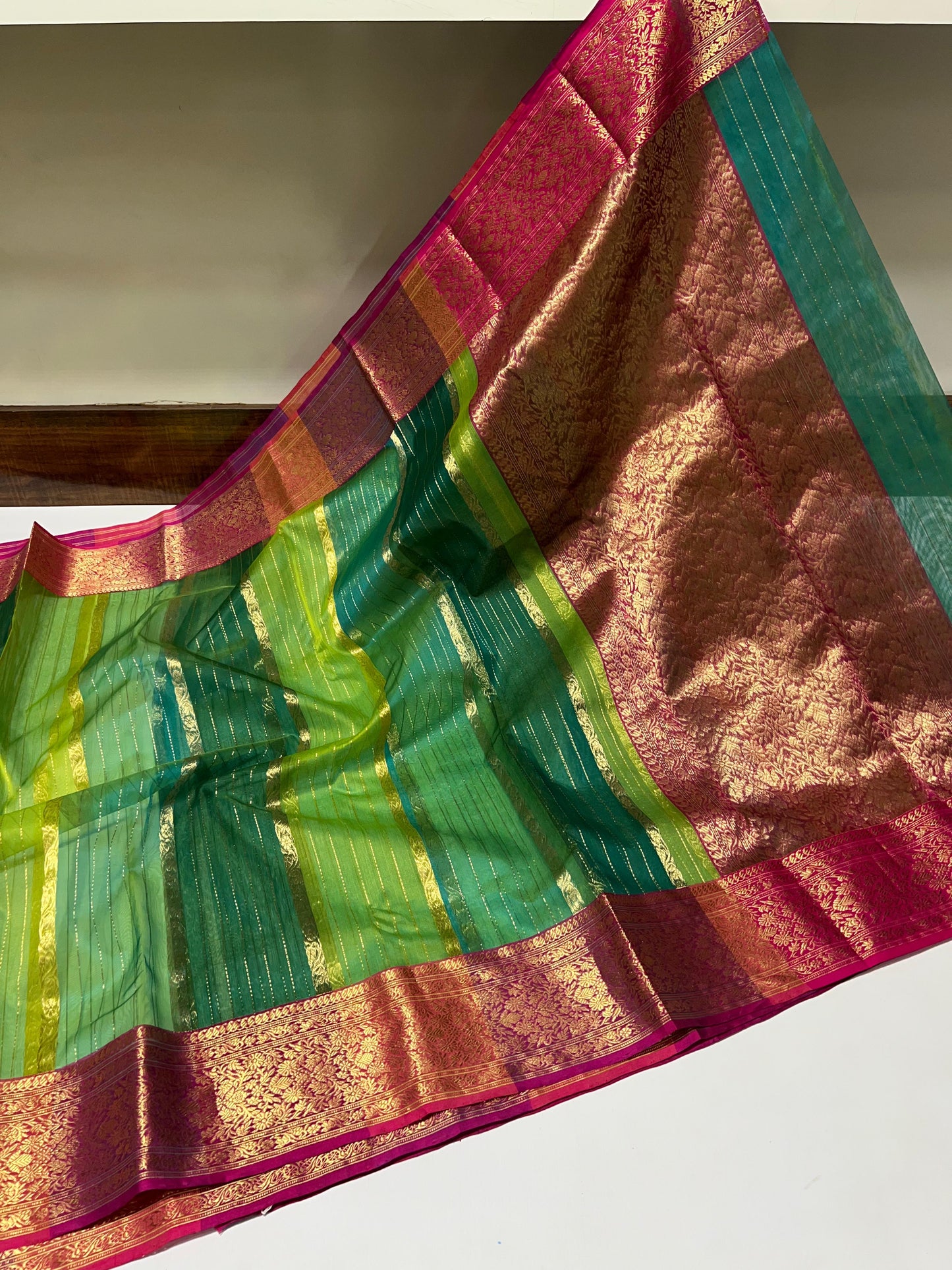 Green Katan Chanderi silk saree women sarees