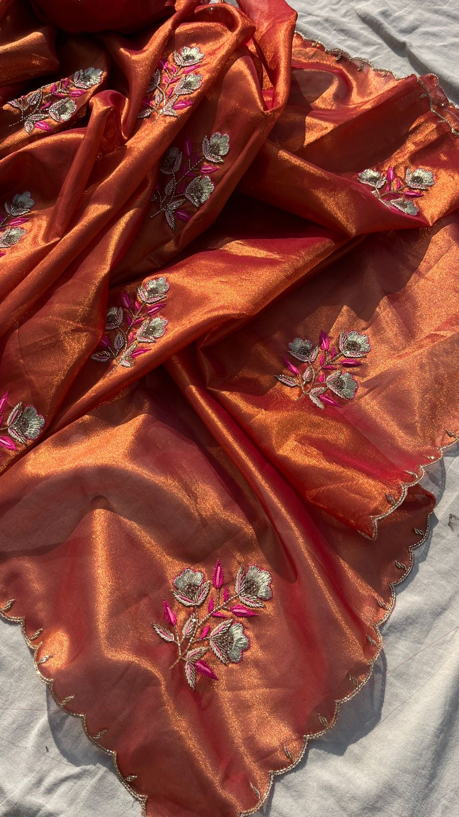 Handloom zari tissue saree stylish partywear sari