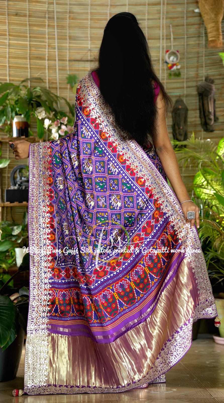 Purple Gajji silk embroidered Patola sarees