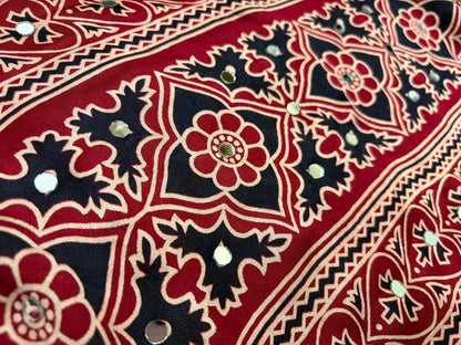 Maroon ajrakh saree Indian sari blouse traditional sarees women clothing