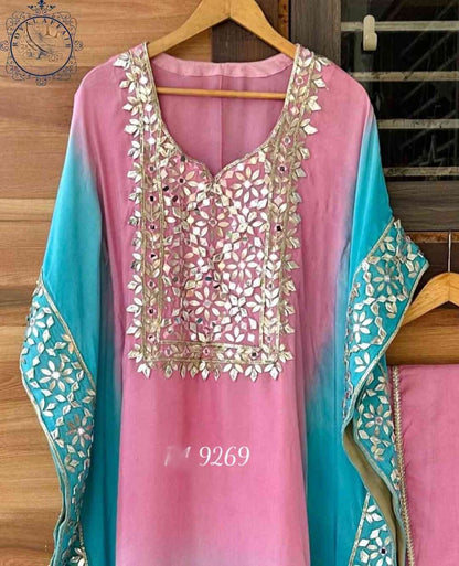 Silk designer kaftan set Partywear kaftan set traditional kaftan