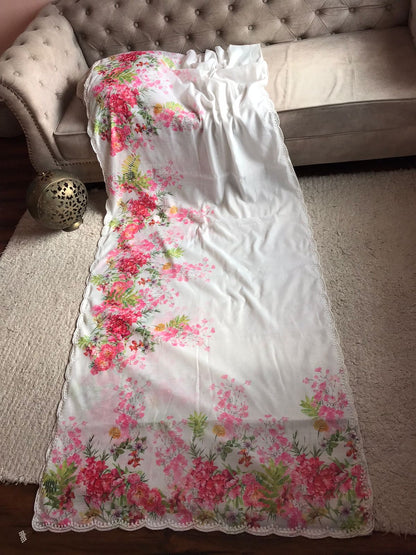 White Floral Saree Beautiful Partywear Sarees