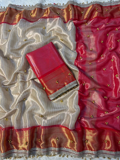 Handmade tissue saree viral ghungroo saree blouse